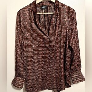 David Lerner x Evereve Mandarin Collar Bombay Stripes Blouse Size Medium Baddie